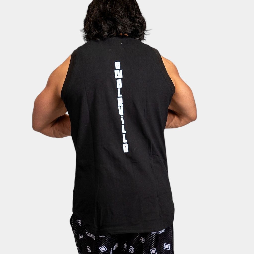Swoleville Sleeveless T-Shirt with Zip Pockets – Lightweight Workout Tee | Gym & Streetwear Activewear