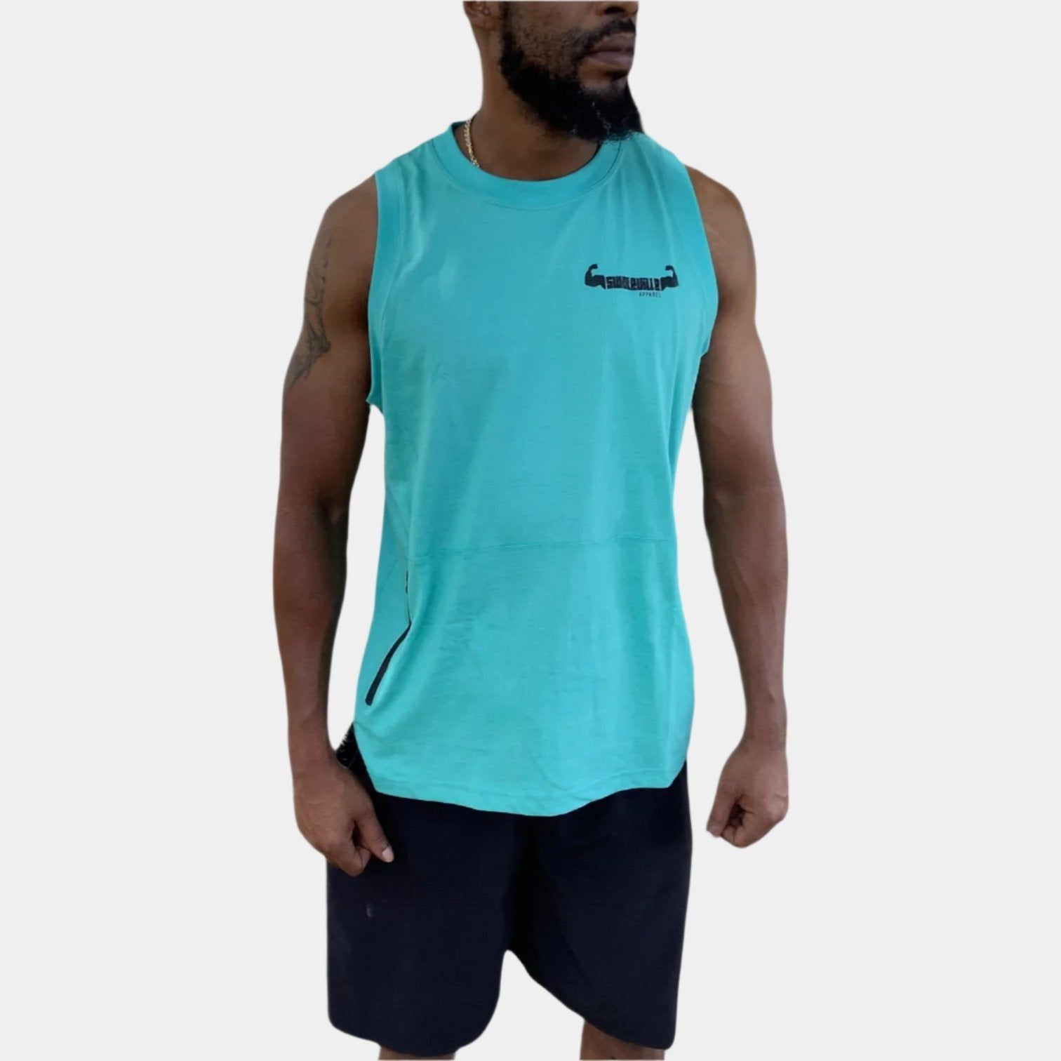 Swoleville Sleeveless T-Shirt with Zip Pockets – Lightweight Workout Tee | Gym & Streetwear Activewear